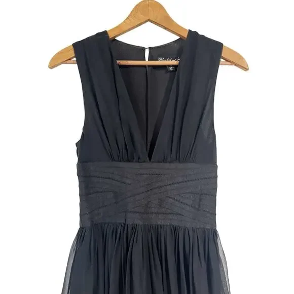 Elizabeth And James Women's Black Jana Print Silk Chiffon Dress Size 6 - Picture 2 of 9